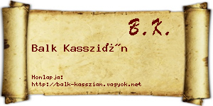 Balk Kasszián névjegykártya